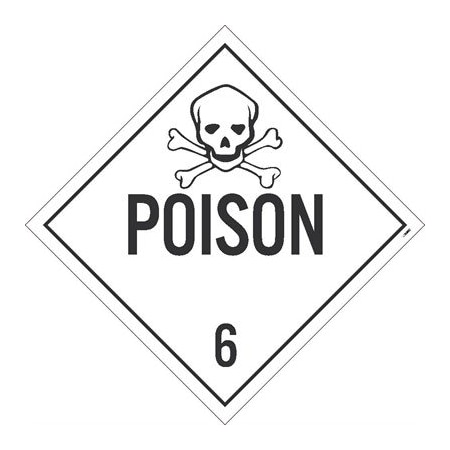 Poison 6 Dot Placard Sign, Pk25, Material: Unrippable Vinyl
